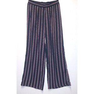 Womens Palazzo High Rise Stretch Pull On Striped blue red white Size L Patriotic